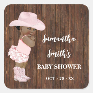 Thank You for Coming AA Cowgirl Baby Shower Square Sticker