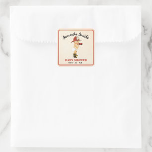 Thank You for Coming Baby Firefighter Baby Shower Square Sticker