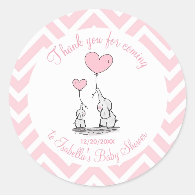 Thank You for Coming Baby Girl Shower Classic Round Sticker (Front)