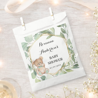 Thank You for Coming Bear Greenery Baby Shower Favour Bags