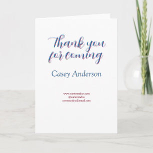 thank you for coming birthday blue pink name websi card