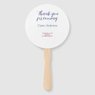 thank you for coming birthday blue pink name websi hand fan