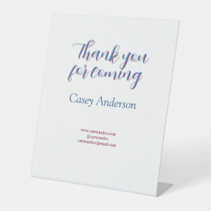 thank you for coming birthday blue pink name websi pedestal sign