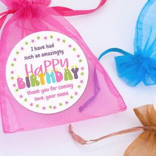 Thank You for Coming Birthday Colourful Candles Classic Round Sticker