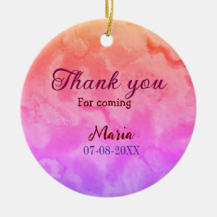 Thank you for coming birthday party add name date ceramic tree decoration