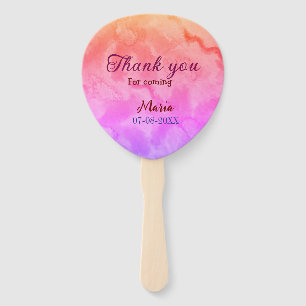 Thank you for coming birthday party add name date hand fan