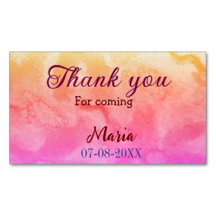 Thank you for coming birthday party add name date  magnetic business card