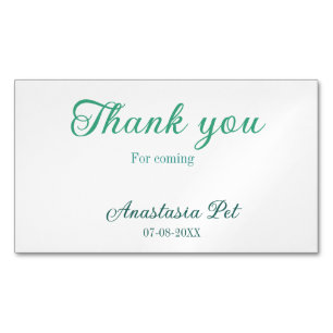 Thank you for coming birthday party add name date magnetic business card