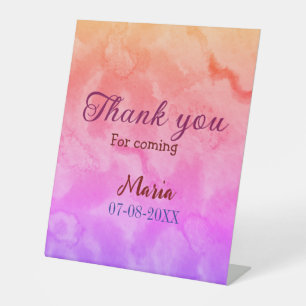 Thank you for coming birthday party add name date pedestal sign