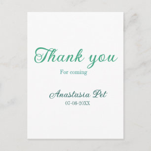 Thank you for coming birthday party add name date postcard