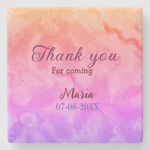 Thank you for coming birthday party add name date stone coaster