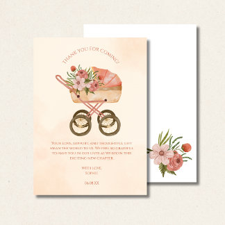 Thank you for coming card, rustic baby carriage