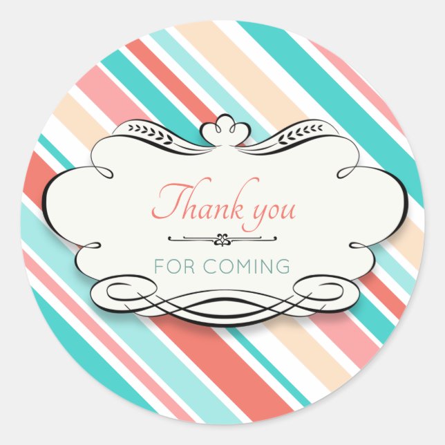 Thank you for coming classic round sticker (Front)