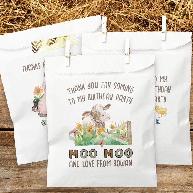 Thank You for Coming Cow Moo Moo Farm Theme Favour Bags (Farm theme birthday party favor bags inspired by old macdonald nursery rhyme
)