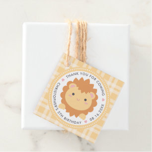 Thank You For Coming Cute Lion Kids Birthday Favour Tags