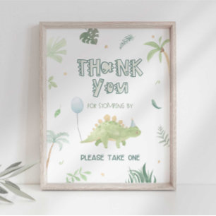 Thank You For Coming Dinosaur Birthday Favour Sign