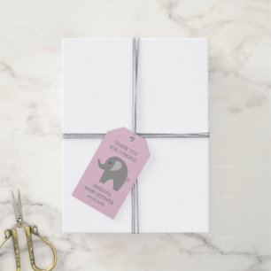 Thank you for coming elephant baby shower gift tag