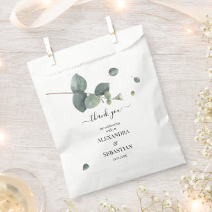 Thank you for coming eucalyptus wedding favour tag bags