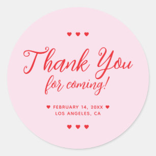 Thank You for Coming Galentine's Party Pink Classic Round Sticker