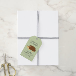 Thank you for coming hedgehog baby shower favour gift tags