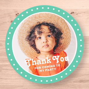Thank You For Coming Modern Dots Custom Photo Classic Round Sticker
