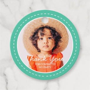 Thank You For Coming Modern Preppy Custom Photo Favour Tags