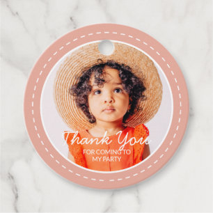 Thank You For Coming Modern Preppy Custom Photo Favour Tags