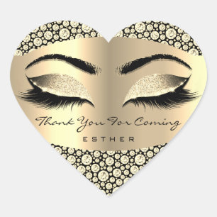 Thank You For Coming Name Heart Diamond Gold Sticker