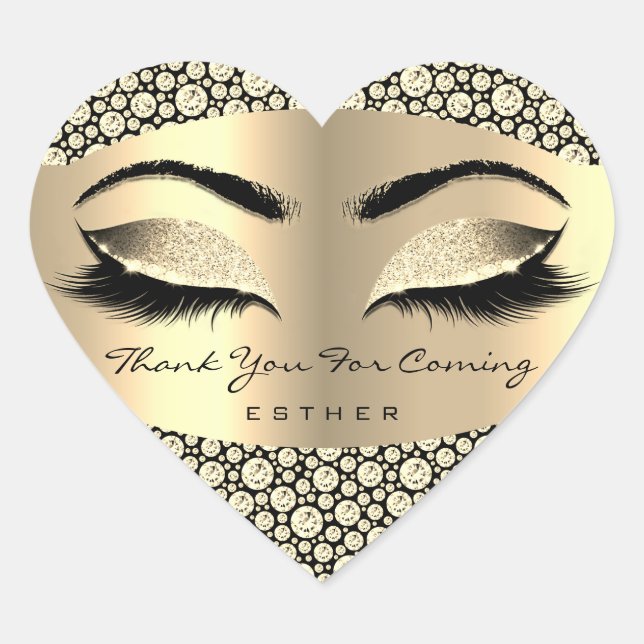 Thank You For Coming Name Heart Diamond Gold Sticker (Front)