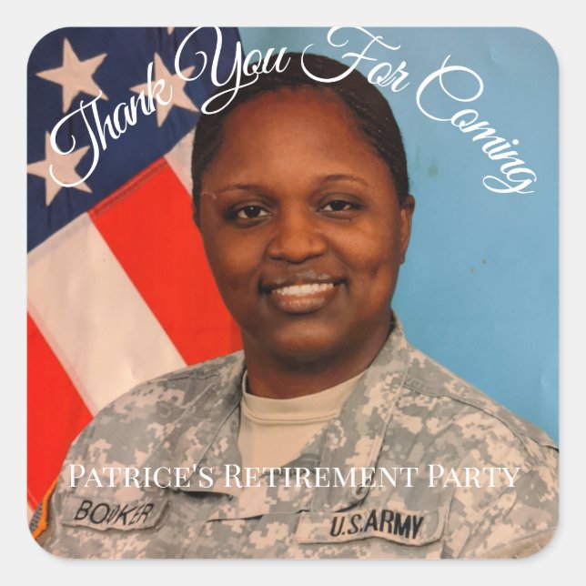 Thank You For Coming Patrice's Retirement Party Square Sticker (Front)