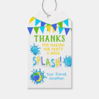 Thank you for coming pool party blue favour tag