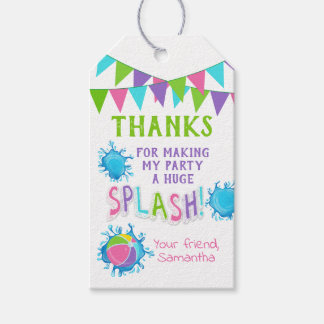 Thank you for coming pool party pink favour tag