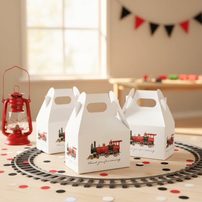 Thank You For Coming Red Train Favour Box (Thank You For Coming Red Train Favor Boxes)
