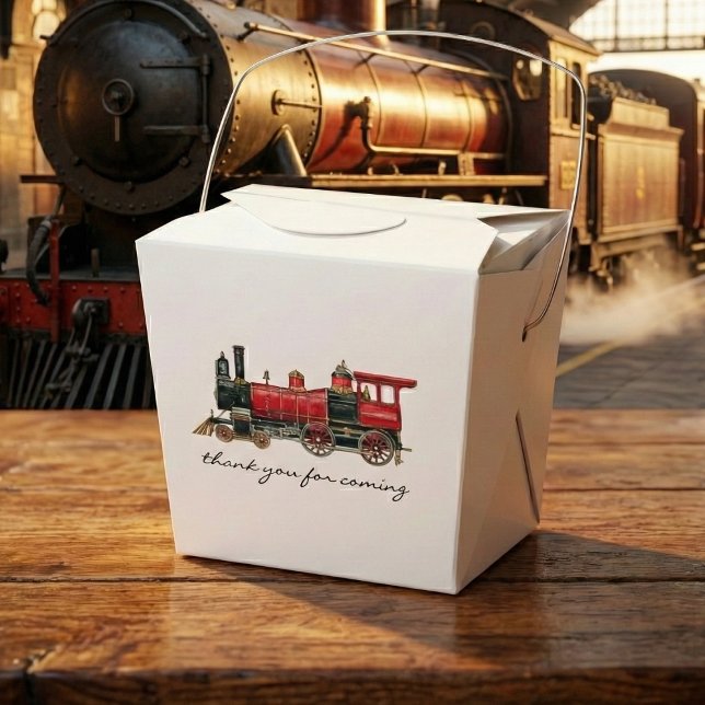 Thank You For Coming Red Train Take Out Favour Box (Thank You For Coming Red Train Take Out Favor Box)
