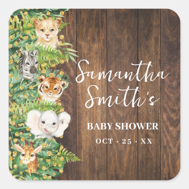 Thank You for Coming Safari Rustic Baby Shower Square Sticker (Front)
