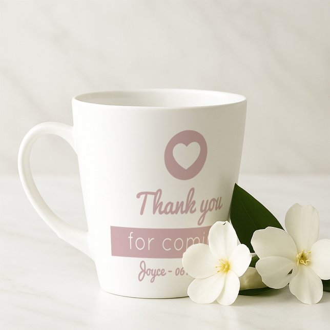 Thank You for Coming Soft Pink Heart Wedding Favou Latte Mug (Creator Uploaded)