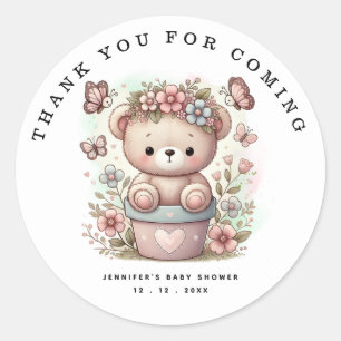 Thank You for Coming – Teddy Bear Custom Name  Classic Round Sticker