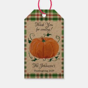 Thank you for coming Thanksgiving Pumpkin Gift Tag