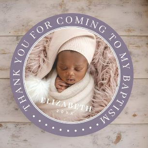 Thank You For Coming To My Baptism Modern Photo Classic Round Sticker