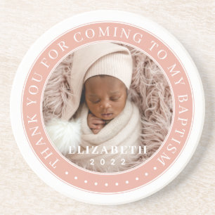 Thank You For Coming To My Baptism Modern Photo Coaster