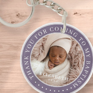 Thank You For Coming To My Baptism Modern Photo Key Ring