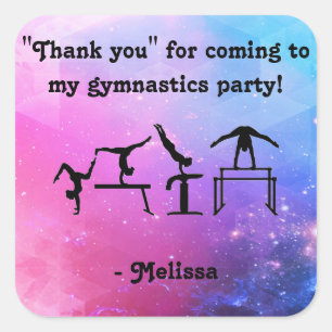 "Thank you" for coming to my Gymnastics Party! Square Sticker
