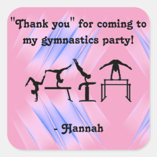 "Thank you" for coming to my Gymnastics Party! Square Sticker