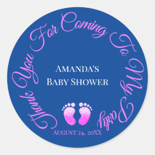 Thank You For Coming To My Party Baby Shower Blue Classic Round Sticker