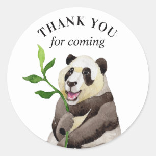 Thank you for coming. Watercolor panda baby shower Classic Round Sticker