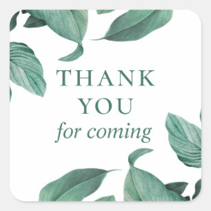 Thank you for coming. Watercolor tropical greenery Square Sticker