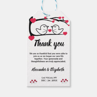 Thank You for Coming Wedding Favour Love Bird Gift Gift Tags