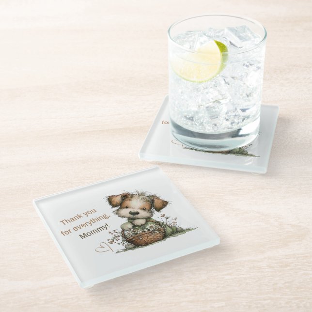 Thank you for everything, Mum! Glass Coaster (Angled)