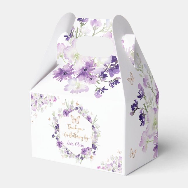 Thank you for fluttering by purple butterfly favour box (Front Side)