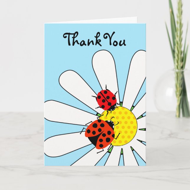 Thank You for Friendship with Ladybugs on Daisy Card (Front)